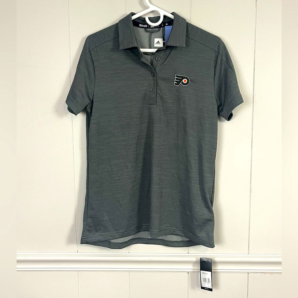 NWT Adidas NHL Men’s Philadelphia Flyers Gray Game Mode Polo Shirt Size Medium